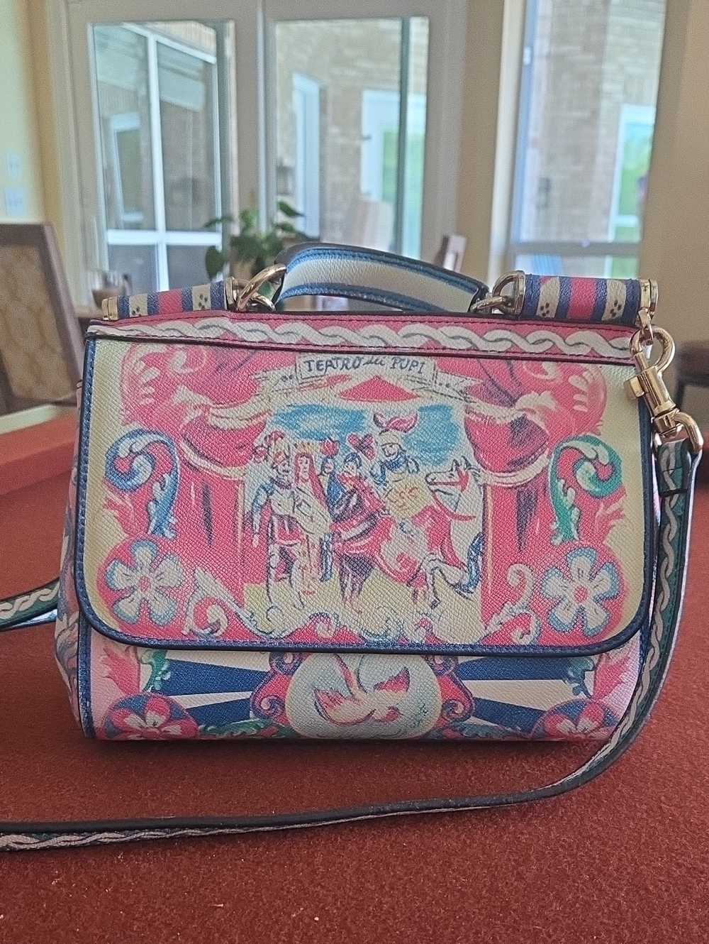 Floral Pink & Blue Printed Crossbody Bag